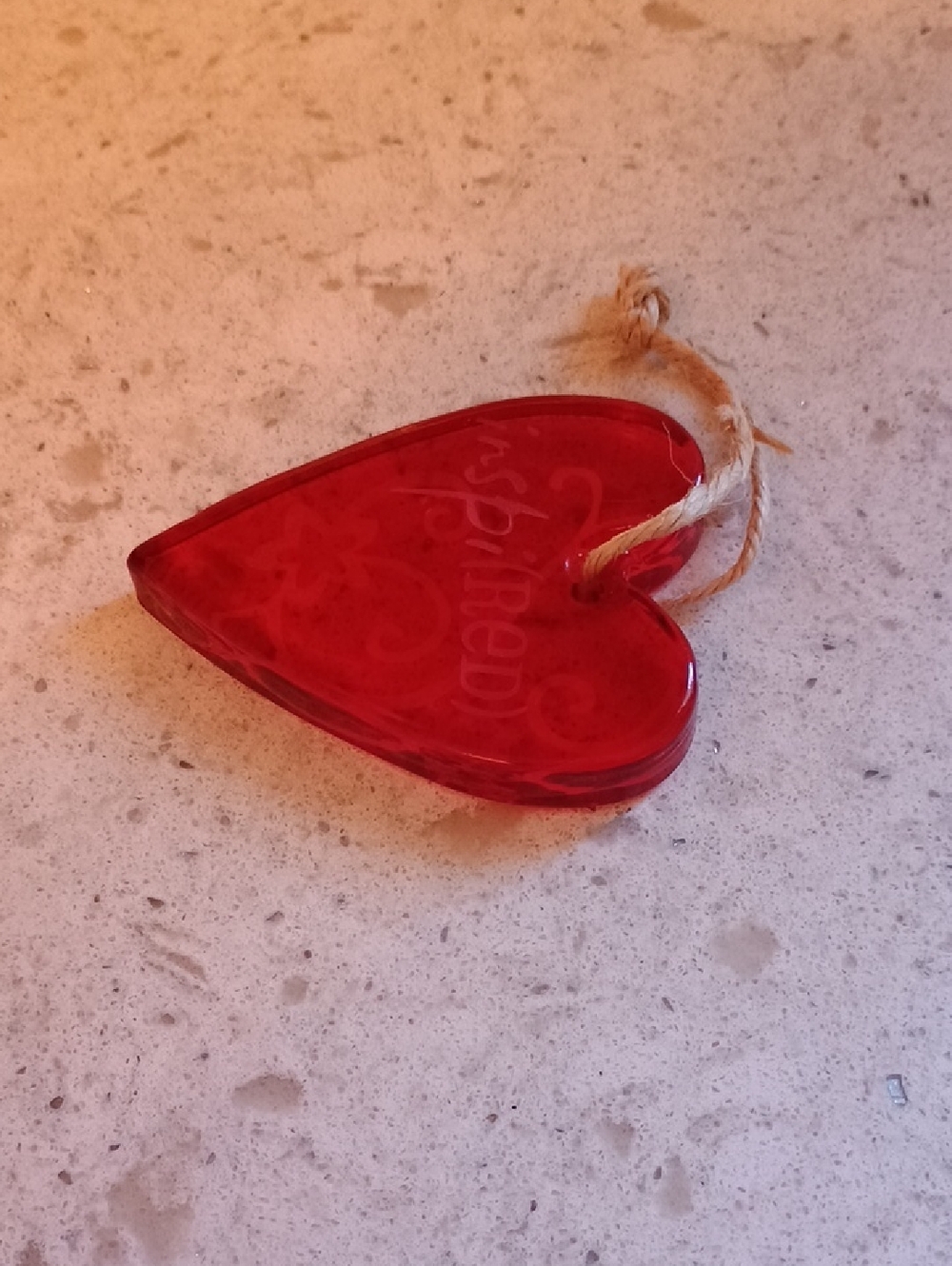2007 Hallmark Inspi(Red) Red Heart Hanging Ornament with Rope - Picture 5 of 7